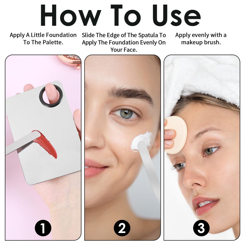 Matwsec 4 PCS Makeup Mixing Palette, Makeup Palette Tray Foundation Spatula, Accessories Set for Women Girl Cosmetic Spatula Tool for Nail Eye Shadow Eyelash Professional Pigment Blending - Image 3